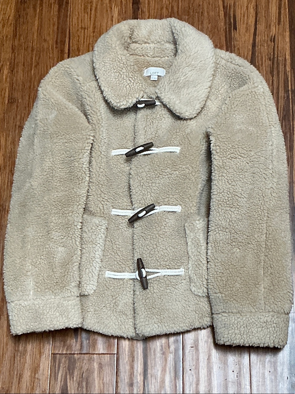 LOFT Beige Sherpa Toggle Coat